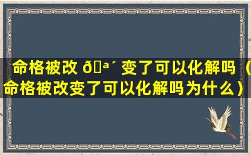 命格被改 🪴 变了可以化解吗（命格被改变了可以化解吗为什么）